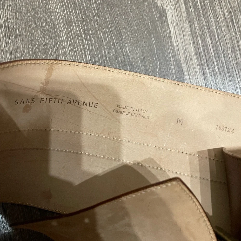 Saks Fifth Avenue Leather Wide  Brown Waist Belt M